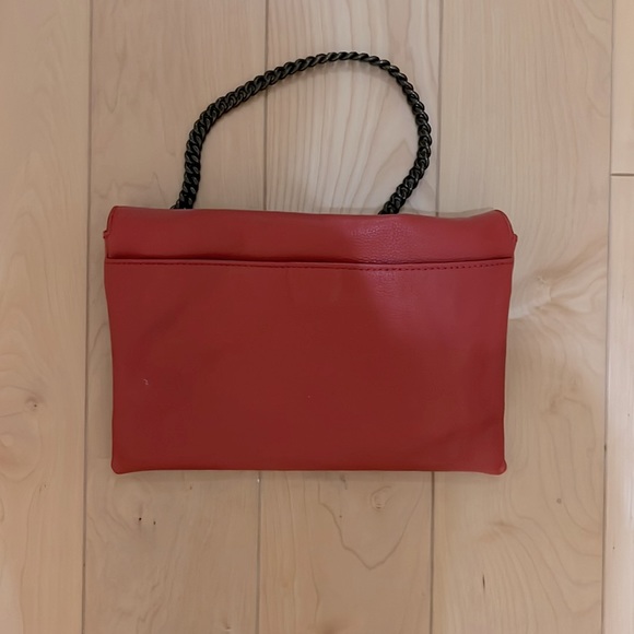 J.Crew leather envelope clutch w/chain / persimmon - Picture 3 of 3